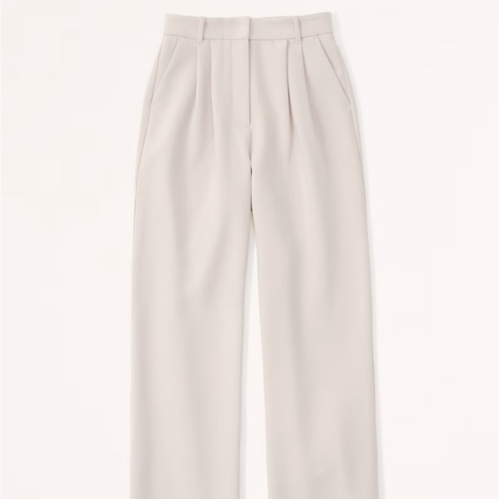 Abercrombie & Fitch Sloane 28R Tailored Light Taupe Wide-Leg Trousers